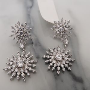 Sterling silver cubic zirconia drop earrings